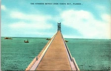 Tampa Bay Sunshine Skyway Birds Eye Florida Postcard B10