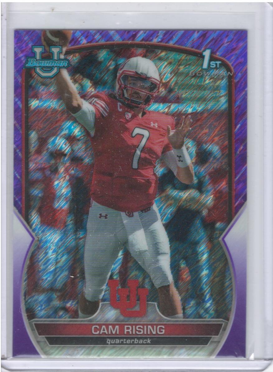 Cam Rising 2022 Bowman University Chrome #76 Purple Shimmer Refractor Utah Utes