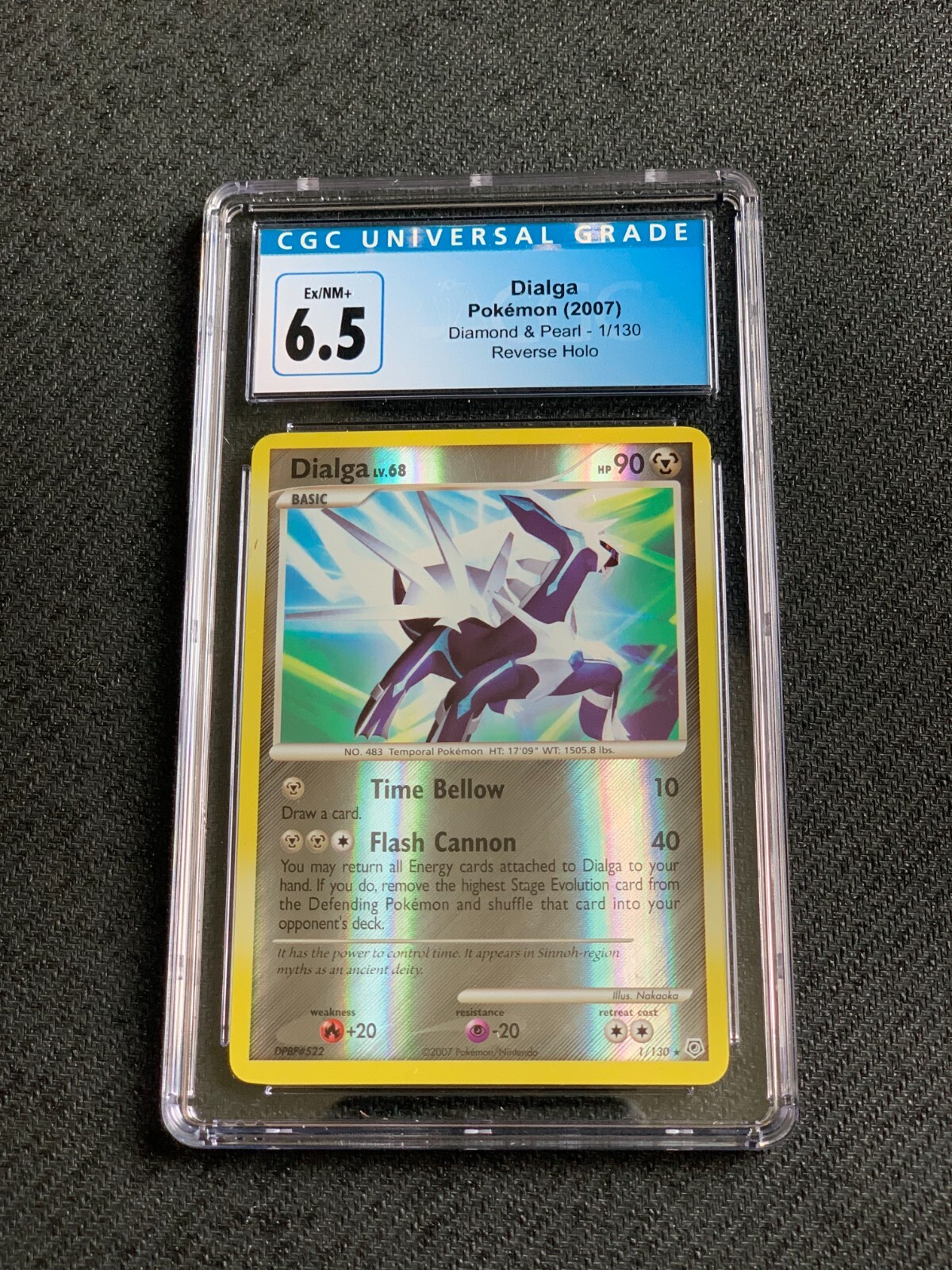 Pokemon Diamond & Pearl Reverse Holo Rare Dialga 1/130 CGC 6.5 Ex/NM+