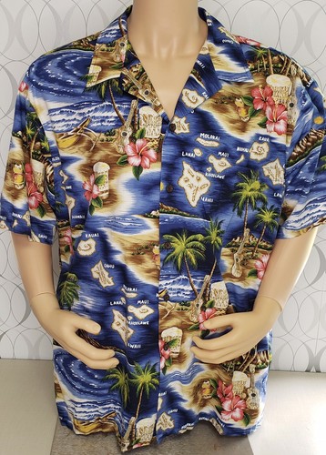 Vintage RJC Palm Trees Hawaiian Shirt 