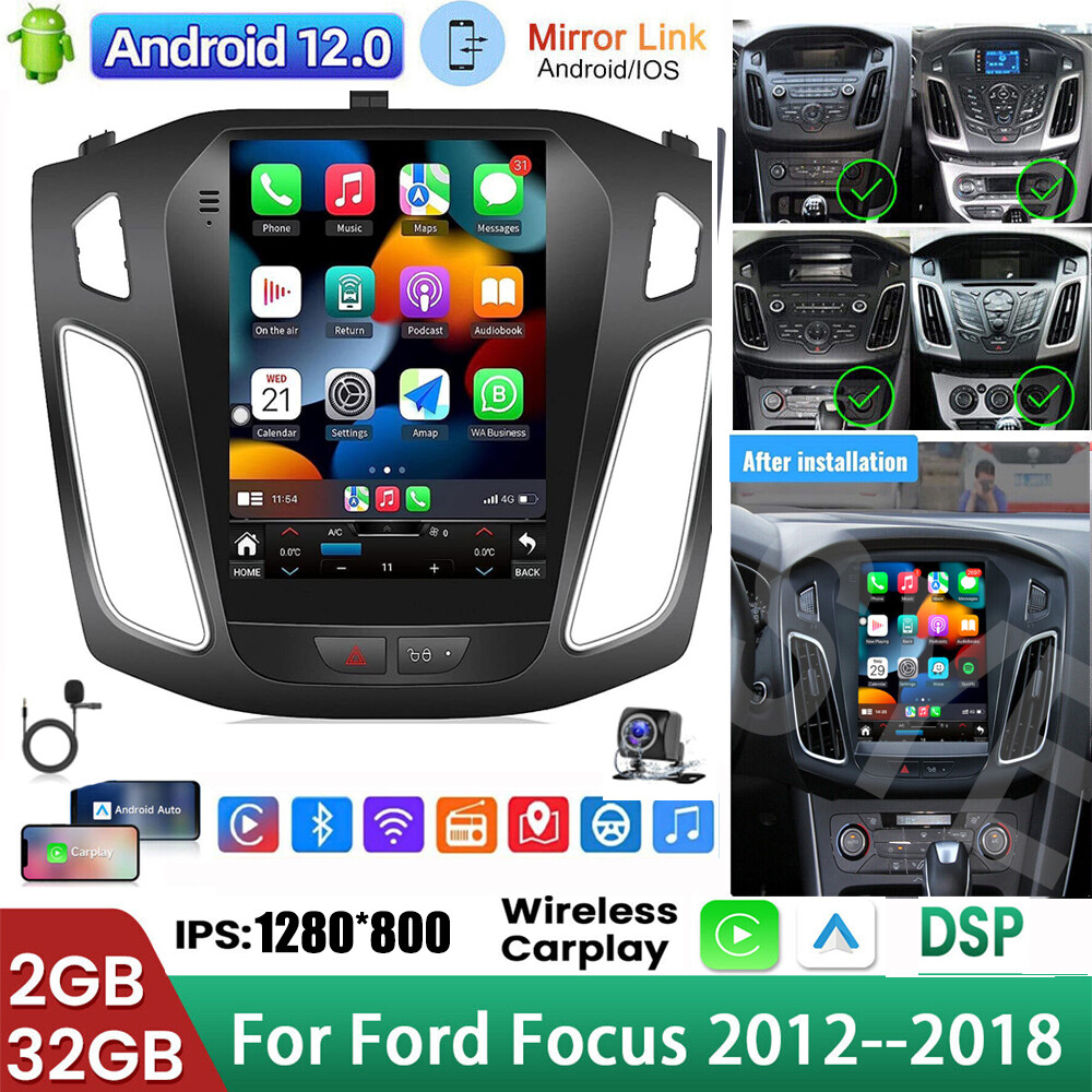 For Ford Focus 2012-2018 32GB Car Apple Carplay Radio Stereo Android 13 GPS +Cam