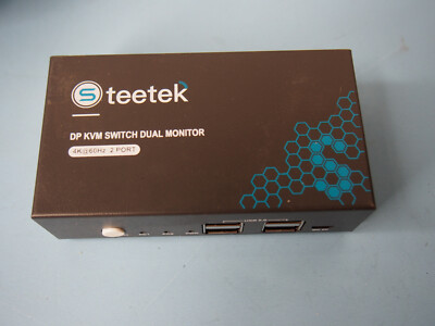 Steetek S Teetek USB 3.0 KVM Switch Dual Monitor 2 Port Box, 4K@60Hz  - NO CORDS