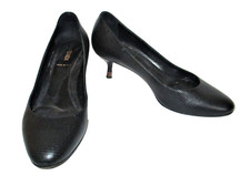 Vintage Fendi Pumps Heels Shoes Black Lizard-Embossed Leather Size 36 Women