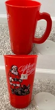 Vtg K-Mart Merry Christmas Santa Claus Mug Large drinking Cup w Lid 80s 90s NOS