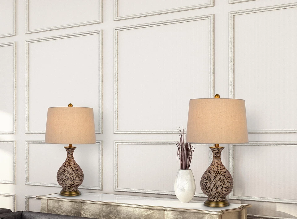 Orivesi 150W Lámpara de Mesa Cerámica 3 Vías con Base de Metal y Tela de Tambor Cónico S... Foto 4 de 4