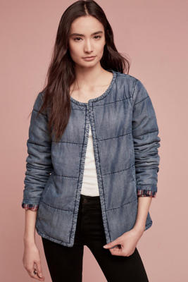 MWT NEW Anthropologie Cloth & Stone Quilted Plaid Lined Car Coat
