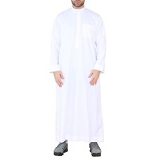Mens Jubba Robe White Thobe Saudi Islamic Arab Muslim Eid Kaftan Jubbah