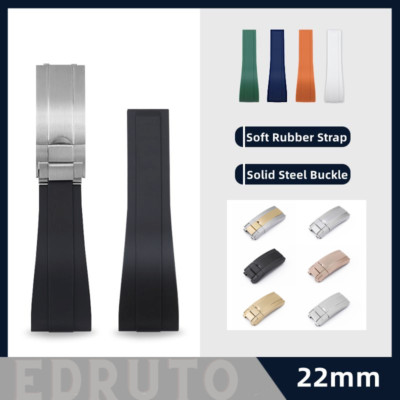22mm Diving Rubber Band Strap Fits 44mm DEEPSEA Sea-Dweller 126660 Black Green