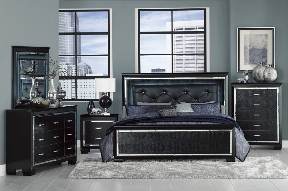 *SALE* Silver LED Queen or King 5PC Bedroom Set Modern Furniture - Bed/D/M/N/C - Image 3 of 4