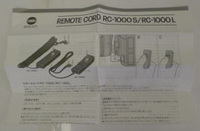 Minolta Remote Control RC-1000S / RC-1000L Original Product User Owner's Sheet