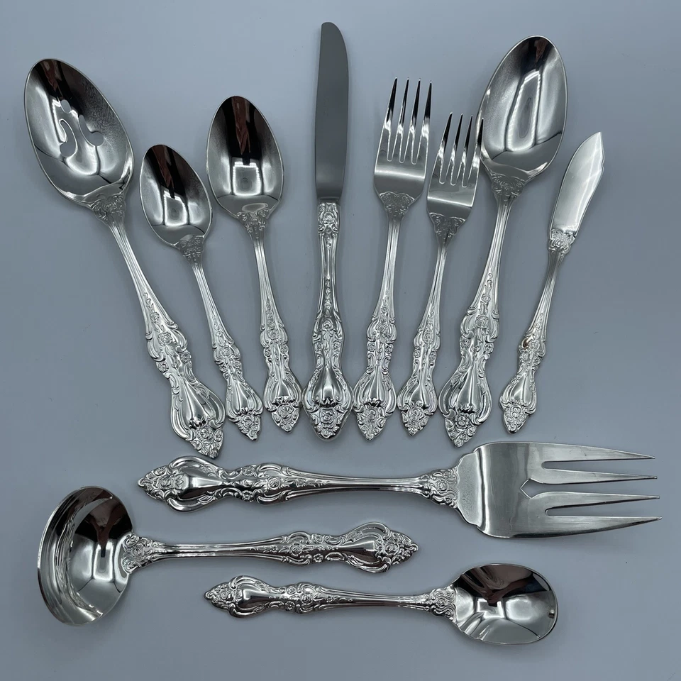 New! Vintage Silver Plated 55 PC Flatware Set For 8! W/Chest Classic Rose -Estia - Image 2 of 4