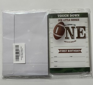 20 4" x 6" Football Theme 1st Birthday Party Invitation Cards With Envelopes