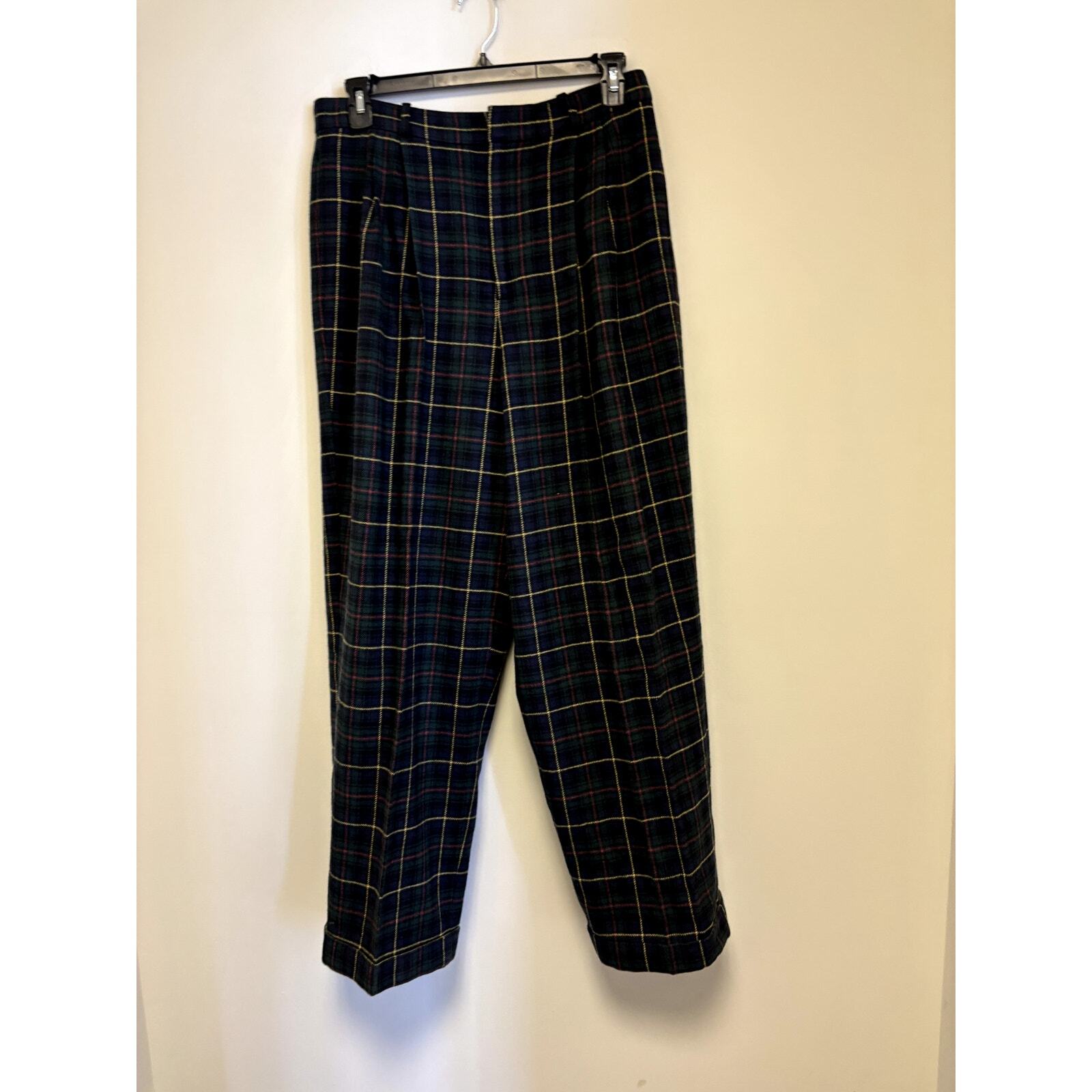 Polo Ralph Lauren Plaid Wool Wide Leg Trousers 12
