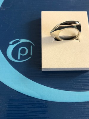 Pierre Lang Ring Trilogy in 925 Sterling Silber mit schwarzem Stein in Größe 7