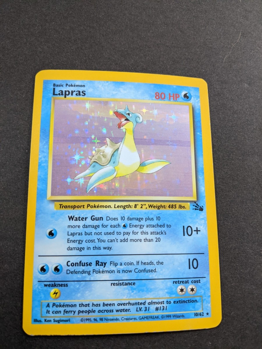 Pokémon TCG Lapras Fossil 10/62 Holo Unlimited Holo Rare WOTC Ken