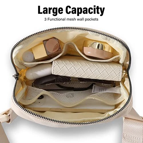 Belt Bag Fanny Pack Crossbody Bags for Women Men, Everywhere, Water Beige