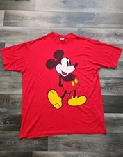 Vintage Mickey Mouse Red Single Stitch Pajama Shirt Oversized Tee USA Made 90s