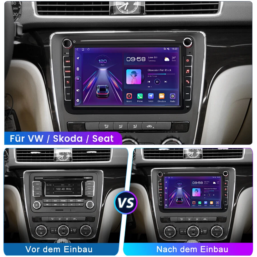 8'' Android 13 Carplay DAB+ Für GOLF 5 PASSAT Jetta Autoradio GPS Navi WiFi - Bild 4 von 4