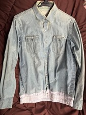 USED LIGHT BLUE DENIM BUTTON-UP SHIRT ACCEPTABLE