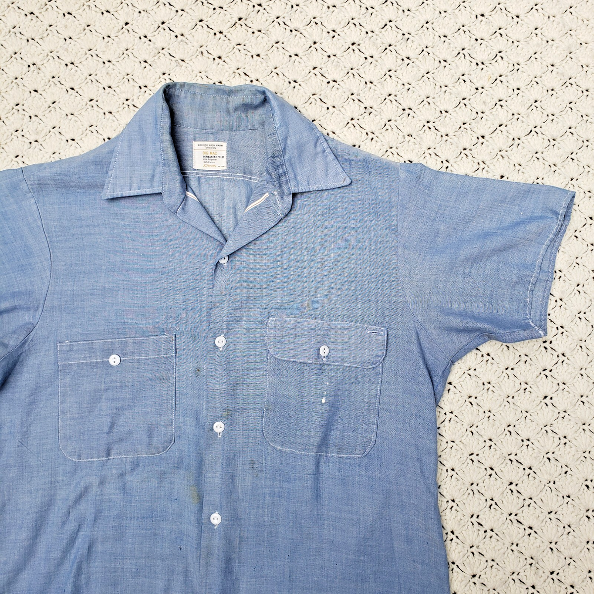 Vtg Big Mac Mens Chambray Permanent Press Cotton Polyester Work