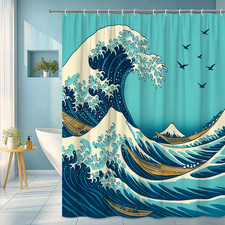 Ocean Wave Art Shower Curtain - Nautical Decor for Bathroom