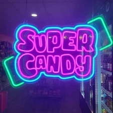 Retail Window Sign | SUPER CANDY | NEON LED | 5m US Power Supply