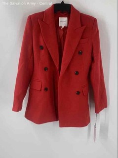 Avec Les Filles Womens Red Peak Lapel Long Sleeve Six Button Blazer Size X Small