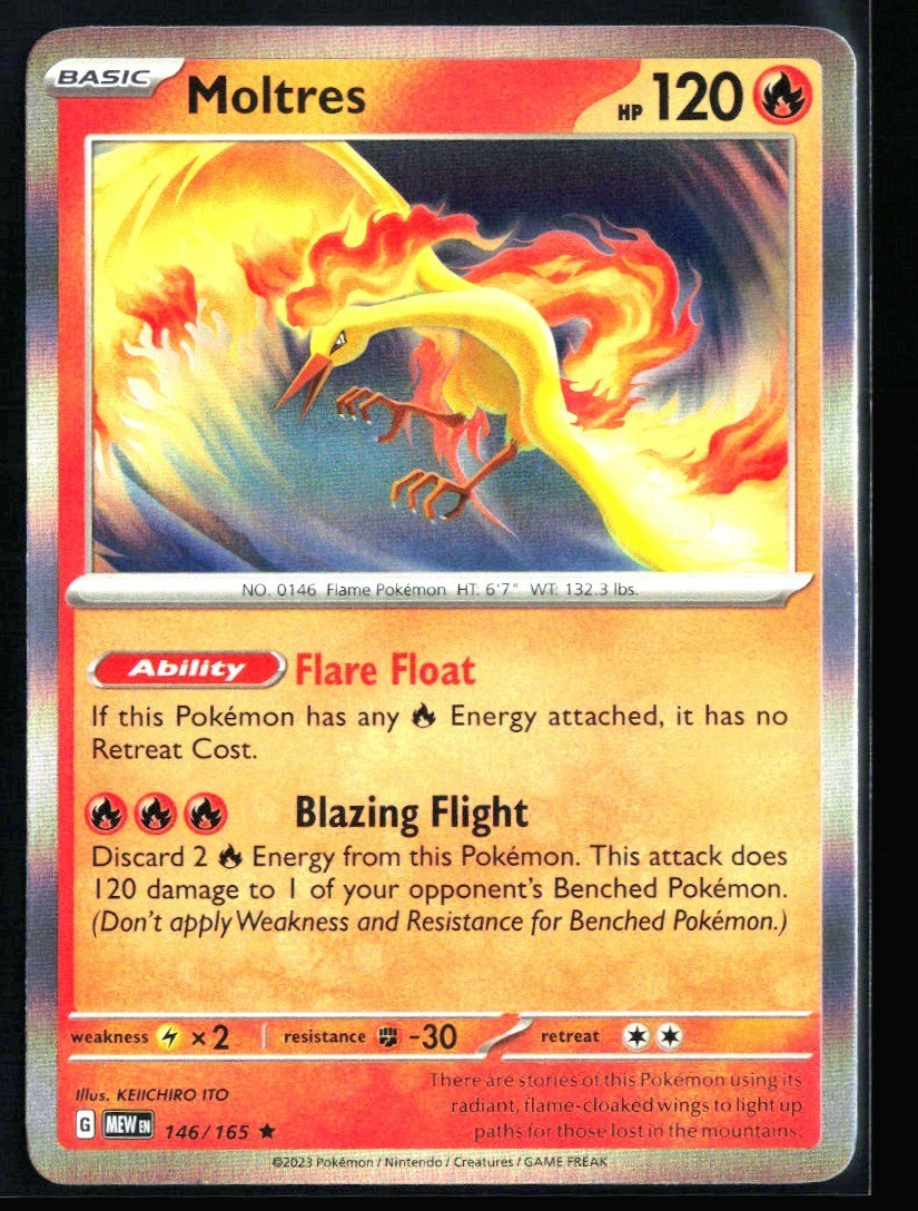 2023 Scarlet & Violet - 151 Moltres #146 Holo Rare Pokemon Card