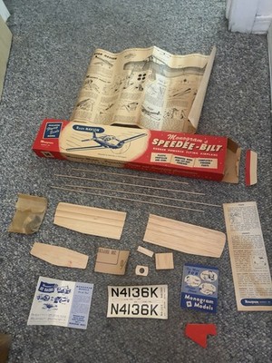 Vintage 1953 Monogram Speedee Bilt Flying Model Kit G11 Plane Free Shipping