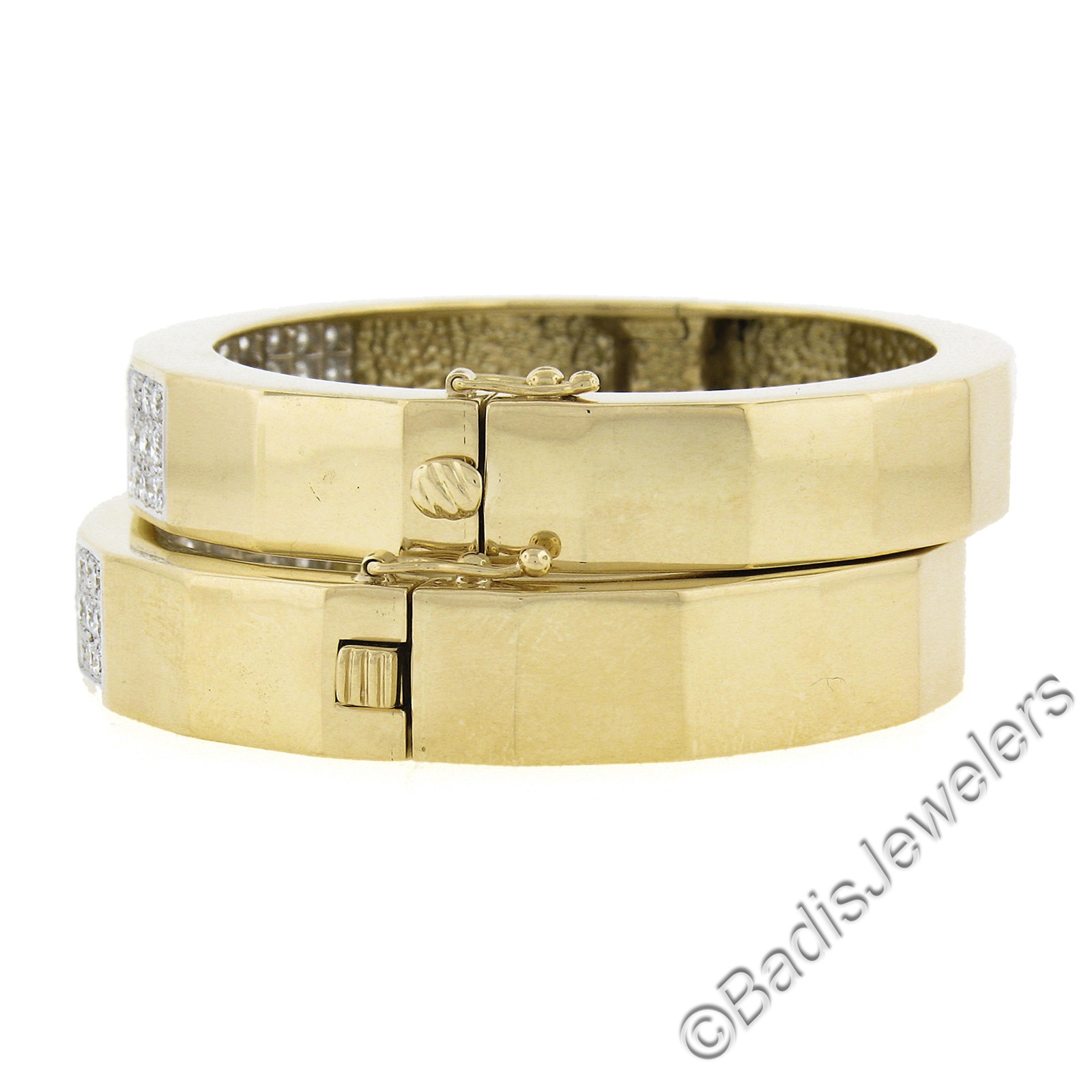 Solid Gold 5ct Diamond Geometric Pair 2 Hinged Op… - image 5