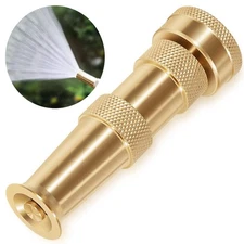 Brass Adjustable Spray Nozzle with Powerful Water Stream for Garden Hoses
