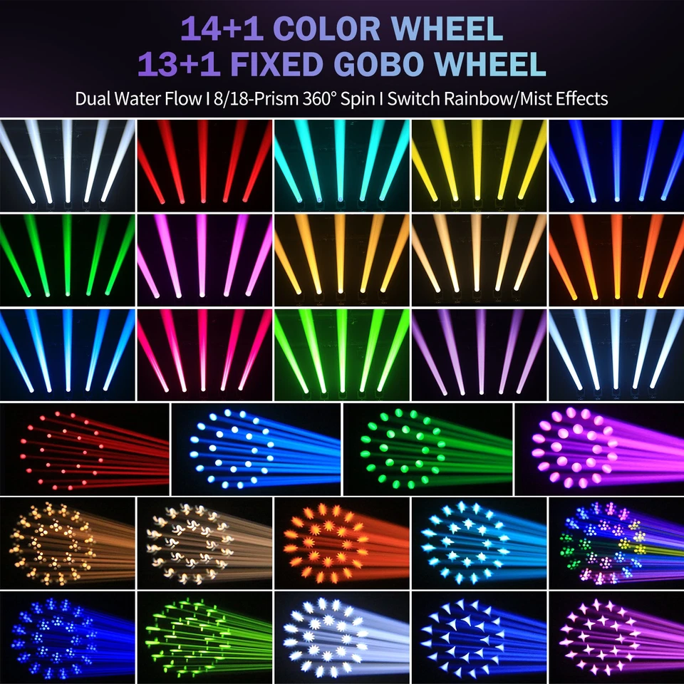 380W RGBW Moving Head Stage Lighting LED Spot Beam DMX Disco DJ Party GOBO Light - Image 2 of 4