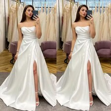 White A-Line Wedding Dresses For Women Custom Made Measures Elegant Bridal Strap
