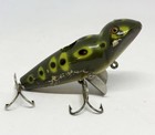 Creek Chub Jigger Vintage Fishing Lure In Frog Pattern Wood Glass Eyes WOW!! — photo 1