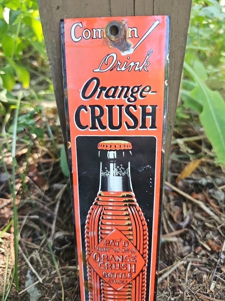Vintage Orange Crush Sign - Drink Ice Cold Porcelain Come In Gas Pump Soda Sign! - Image 2 of 4