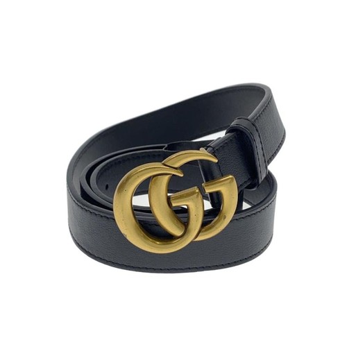 GUCCI Leather Belt, Black, Plain, Women's 409417
