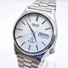 SEIKO Near Mint SilverWave 7546-8340 Silver Dial Working Vintage Day Date Watch