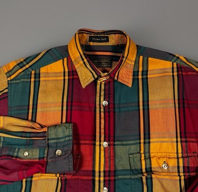 Vintage 90 s Eddie Bauer Elk Horn Twill Men s Small Button Down Plaid Shirt