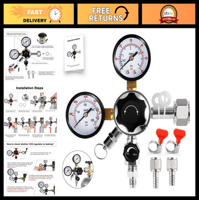 Dual Gauge CO2 Regulator for Kegerator - Beer Tap with Quick Disconnect & Safety