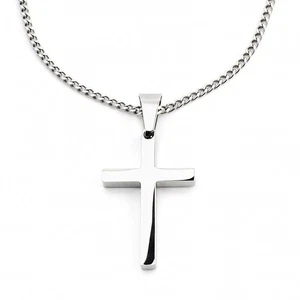 Pendentif en acier inoxydable avec collier en argent 2mm Chaîne 20 22 24 1 cm