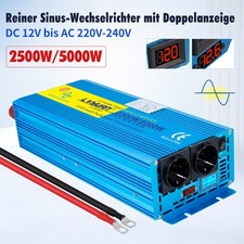 2500W 5000W 12V-230V Reiner Sinus Spannungswandler Wechselrichter 2AC LCD LED