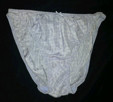 Vintage Fashion Bug 100 SILK Purple Gingham Bikini Panties XL Sz 12 EUC Y2K