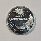 1 Oz Silver Happy Anniversary 1999 Art Round .999 Fine Dove Flowers