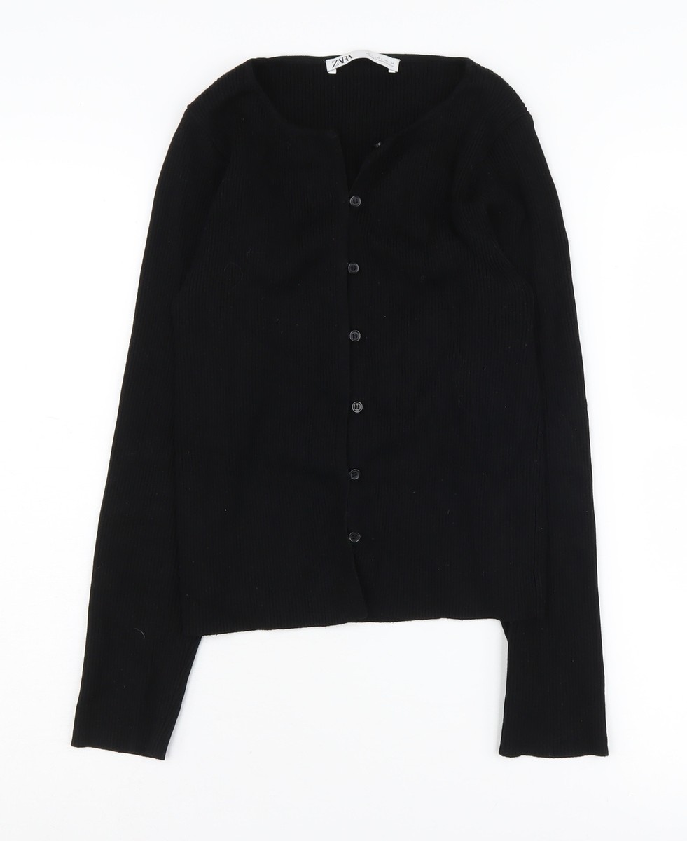 Zara Women's Black Cardigan L Long Sleeve Knit