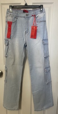 Roma Brand Light Wash Cargo Pants Elastic Waist Size XL (12/14) NWT