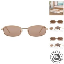 Gold Clear Slim Retro 80s-90s Skinny Sunglasses - UV400 Protection - SJ1187