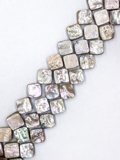 Natural Abalone Black Shell Flat Square Shape Beads Size 11x11mm 15.5" Strand