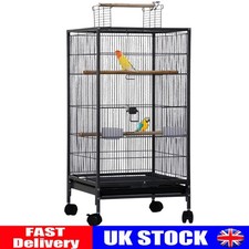 100cm Bird Cage Open-Top with Rolling Stand Metal Pet Parrot Lovebird Cage Black