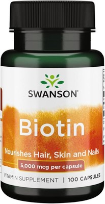 Swanson Biotin Vitamin B7 5000 mcg 100 Capsules