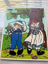 Playskool Raggedy Ann & Andy Wooden Puzzle Board Vintage 1987 Made in USA